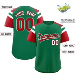 Kelly Green Red Raglan Sleeves Contrast Baseball Jersey 2