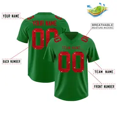 Kelly Green Red Sequin Lettering Football Jersey 2