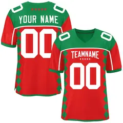 Kelly Green Red Side Blocks Raglan Sleeves Football Jersey