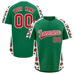 Kelly Green Red Side Camo Baseball Jersey