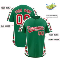 Kelly Green Red Side Camo Baseball Jersey 2