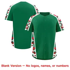 Kelly Green Red Side Camo Baseball Jersey 7