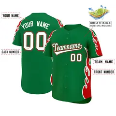 Kelly Green Red Side Flame Outline Basketball Jersey 2