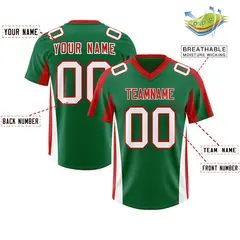 Kelly Green Red Side Stripe Authentic Football Jersey 2
