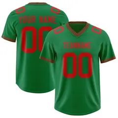 Kelly Green Red Square Neckline Football Jersey 1