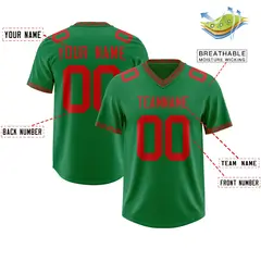 Kelly Green Red Square Neckline Football Jersey 2