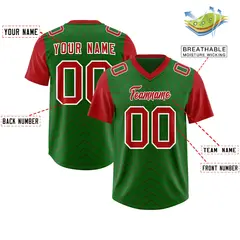 Kelly Green Red Star Pattern Raglan Football Jersey 2