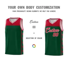 Kelly Green Red Star Pattern Team Basketball Jersey 3