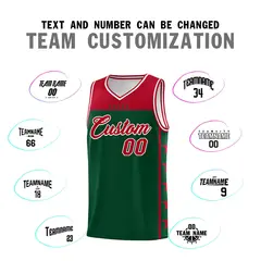 Kelly Green Red Star Pattern Team Basketball Jersey 4