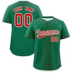 Kelly Green Red Star Ribbing Authentic Baseball Jersey 1