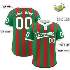 Kelly Green Red Stripe Two-Button Softball Jersey 2
