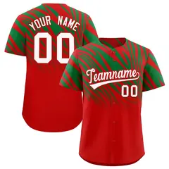 Kelly Green Red Tiger Stripe Gradient Baseball Jersey 1