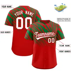 Kelly Green Red Tiger Stripe Gradient Baseball Jersey 2