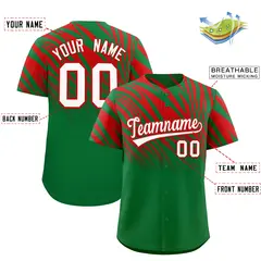 Kelly Green Red Tiger Stripe Gradient Baseball Jersey 2