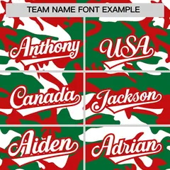 Kelly Green Red White Camo Gradient Fashion Baseball Jersey 3