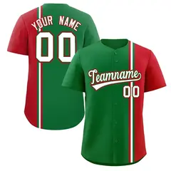 Kelly Green Red White Color Block Authentic Baseball Jersey 1