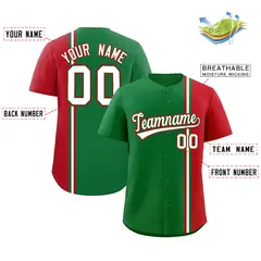 Kelly Green Red White Color Block Authentic Baseball Jersey 2