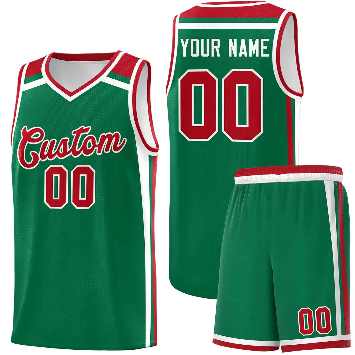 Kelly Green Red White Color Charge Series Basketball Jersey