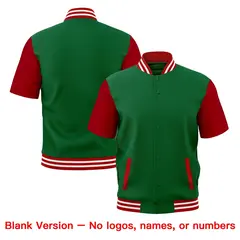 Kelly Green Red White Full-Snap Short Sleeve Varsity Jacket 7