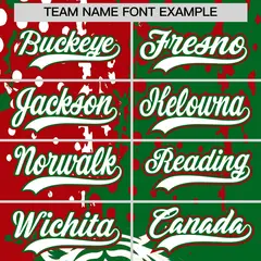 Kelly Green Red White Full-Snap Tiger Graffiti Baseball Jersey 6