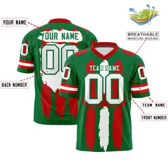 Kelly Green Red White Graffiti Pattern Flag Football Jersey 2