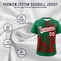 Kelly Green Red White Skeleton Graffiti Baseball Jersey 4