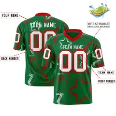 Kelly Green Red-White Star Graffiti Football Jersey 2