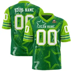 Kelly Green Red White Star Pattern Authentic Football Jersey 1