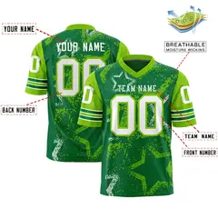 Kelly Green Red White Star Pattern Authentic Football Jersey 2