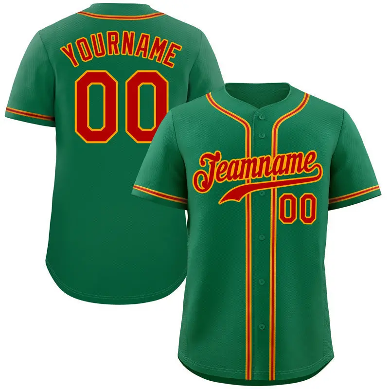 Kelly Green Red-Yellow Authentic Classic Baseball Jersey