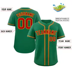 Kelly Green Red-Yellow Authentic Classic Baseball Jersey 2