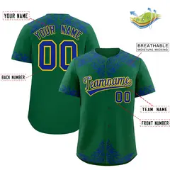 Kelly Green Royal Baroque Style Baseball Jersey 2