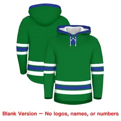 Kelly Green Royal Blue Lace-Up Neck Hockey Hoodie 7