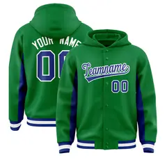 Kelly Green Royal Color Block Varsity Letterman Jacket Hoodie 1