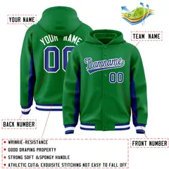 Kelly Green Royal Color Block Varsity Letterman Jacket Hoodie 4