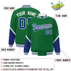 Kelly Green Royal Color Block Varsity Letterman Jacket 2