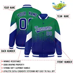 Kelly Green Royal Gradient Polka Dot Varsity Letterman Jacket 2