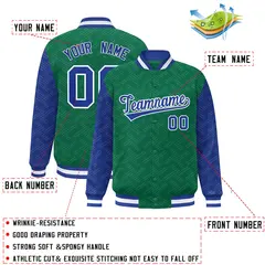 Kelly Green Royal L Pattern Varsity Raglan Letterman Jacket 2