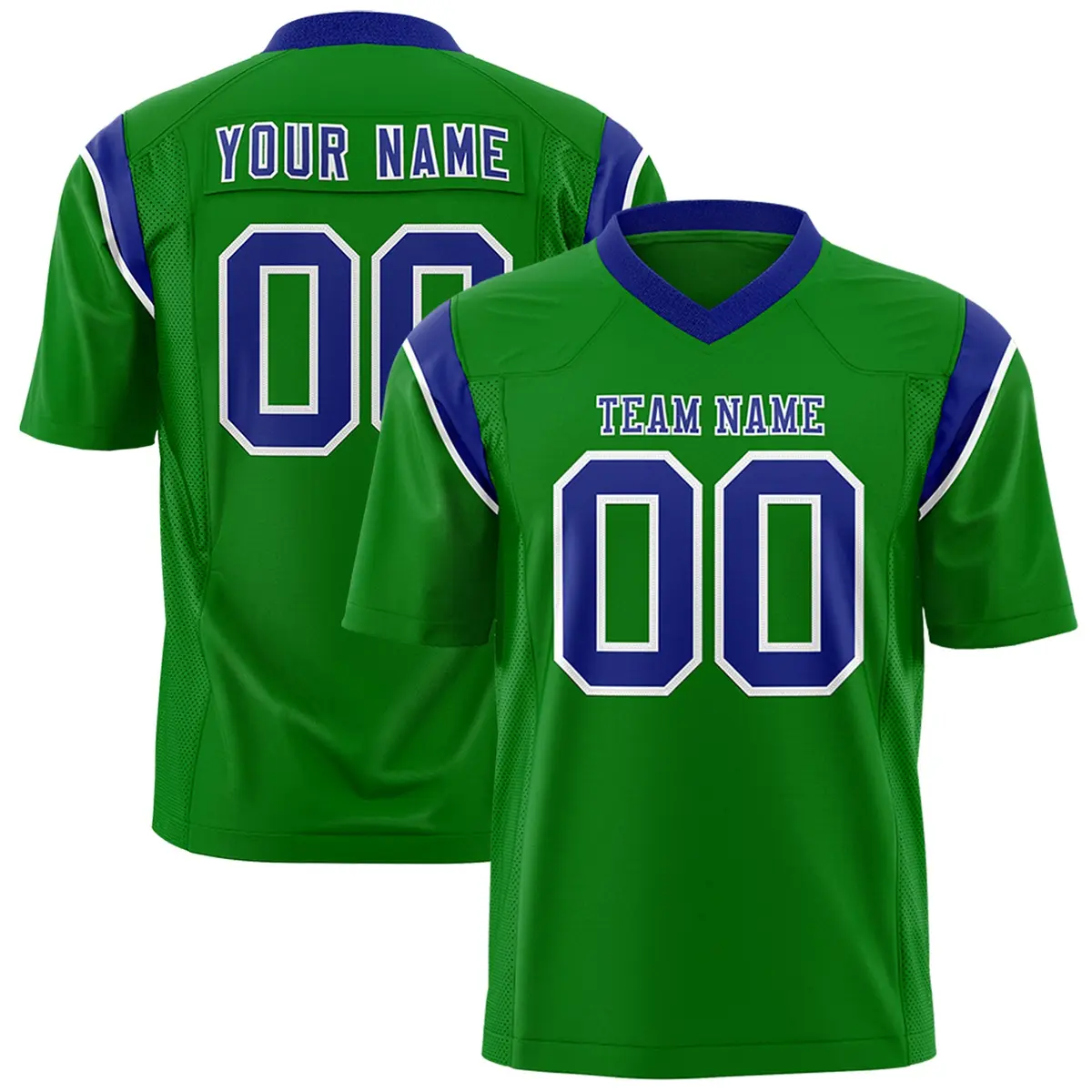 Kelly Green Royal Shoulder Cut Two-Tone Flag Football Jersey