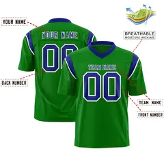 Kelly Green Royal Shoulder Cut Two-Tone Flag Football Jersey 2
