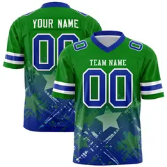 Kelly Green Royal Star Gradient Flag Football Jersey 1