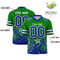 Kelly Green Royal Star Gradient Flag Football Jersey 2