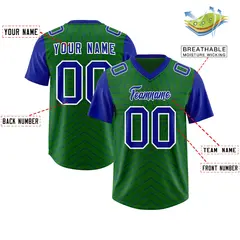 Kelly Green Royal Star Pattern Raglan Football Jersey 2