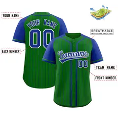 Kelly Green Royal Stripe Raglan Baseball Jersey 2