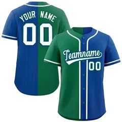 Kelly Green Royal Stripe-Solid Combo Baseball Jersey 1
