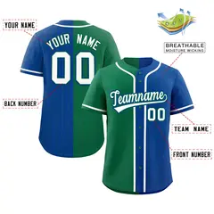 Kelly Green Royal Stripe-Solid Combo Baseball Jersey 2