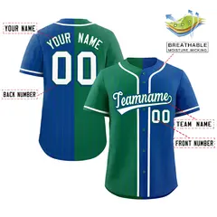 Kelly Green Royal Striped Two Tone Authentic Baseball Jersey 2