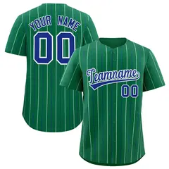 Kelly Green Royal White Bi-Color Striped Baseball Jersey