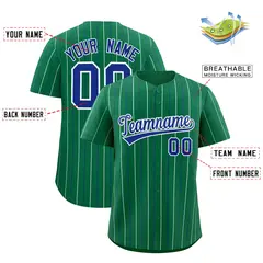 Kelly Green Royal White Bi-Color Striped Baseball Jersey 2