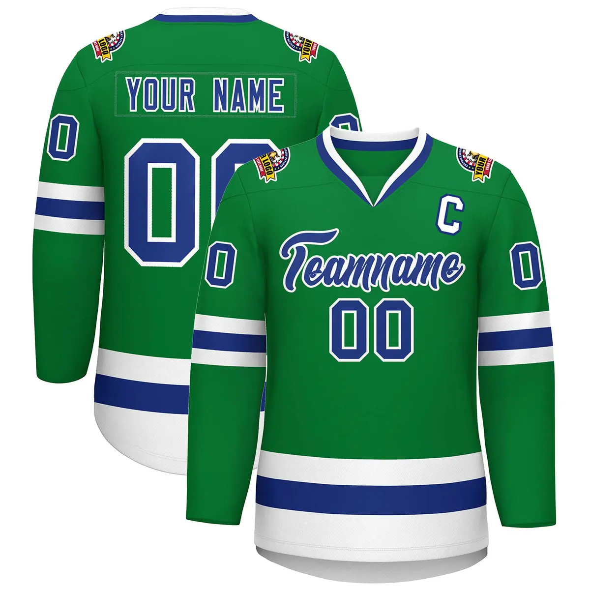 Kelly Green Royal-White Classic Hockey Jersey